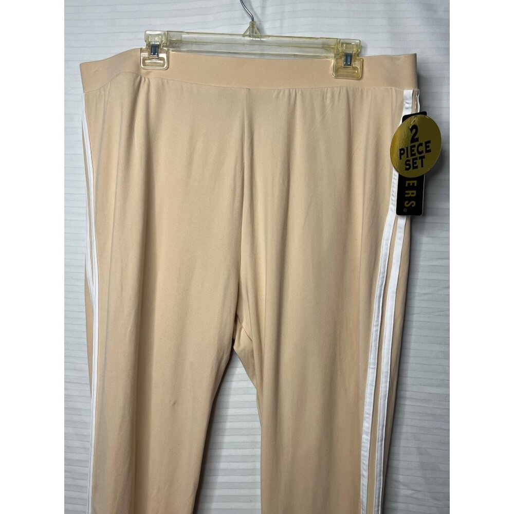 feathers Beige Hoodie & Legging Set with White Side Stripes - Picture 9 of 16